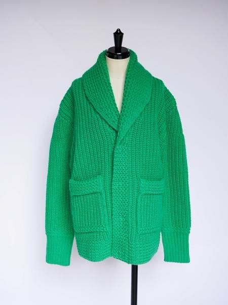 FUMIKA_UCHIDA 3G SHETLAND/SHAWL-COLLAR CARDIGAN / SPINACH
