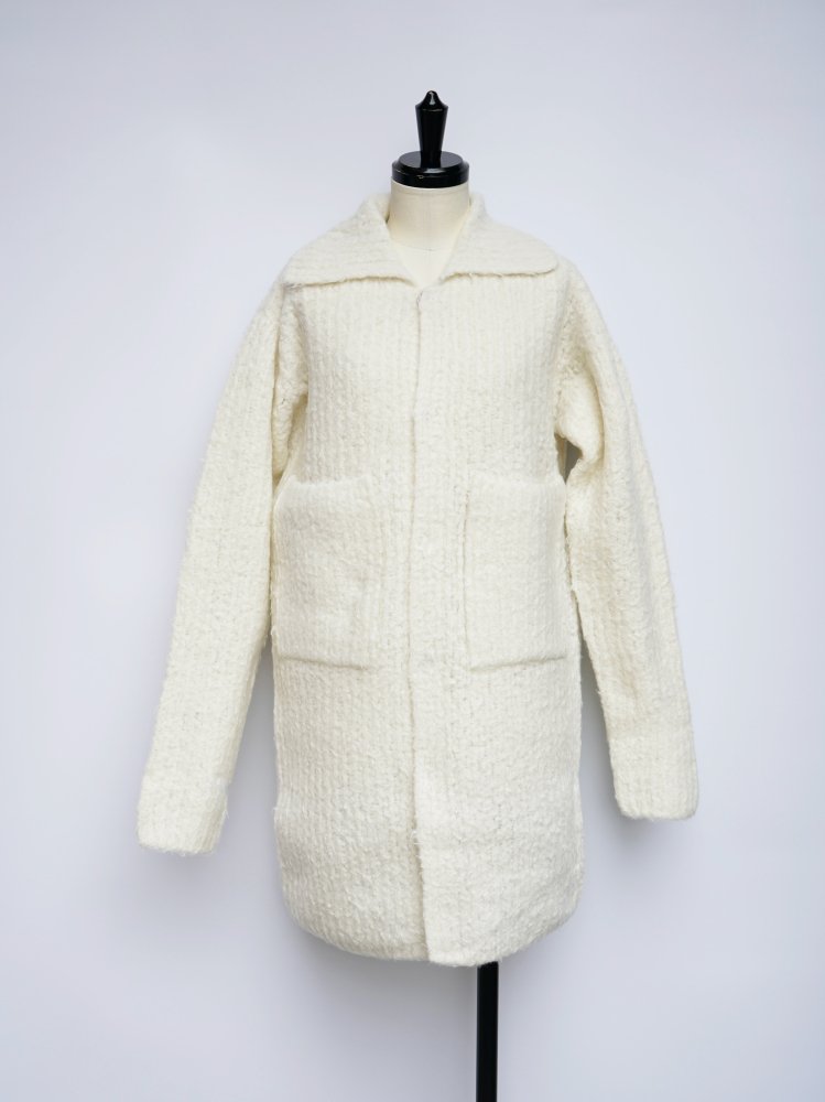 AURALEE MILLED WOOL MOAL KNIT LONG CARDIGAN / WHITE/SIZE.1 - n e p