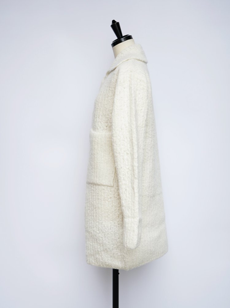 AURALEE MILLED WOOL MOAL KNIT LONG CARDIGAN / WHITE/SIZE.1 - n e p