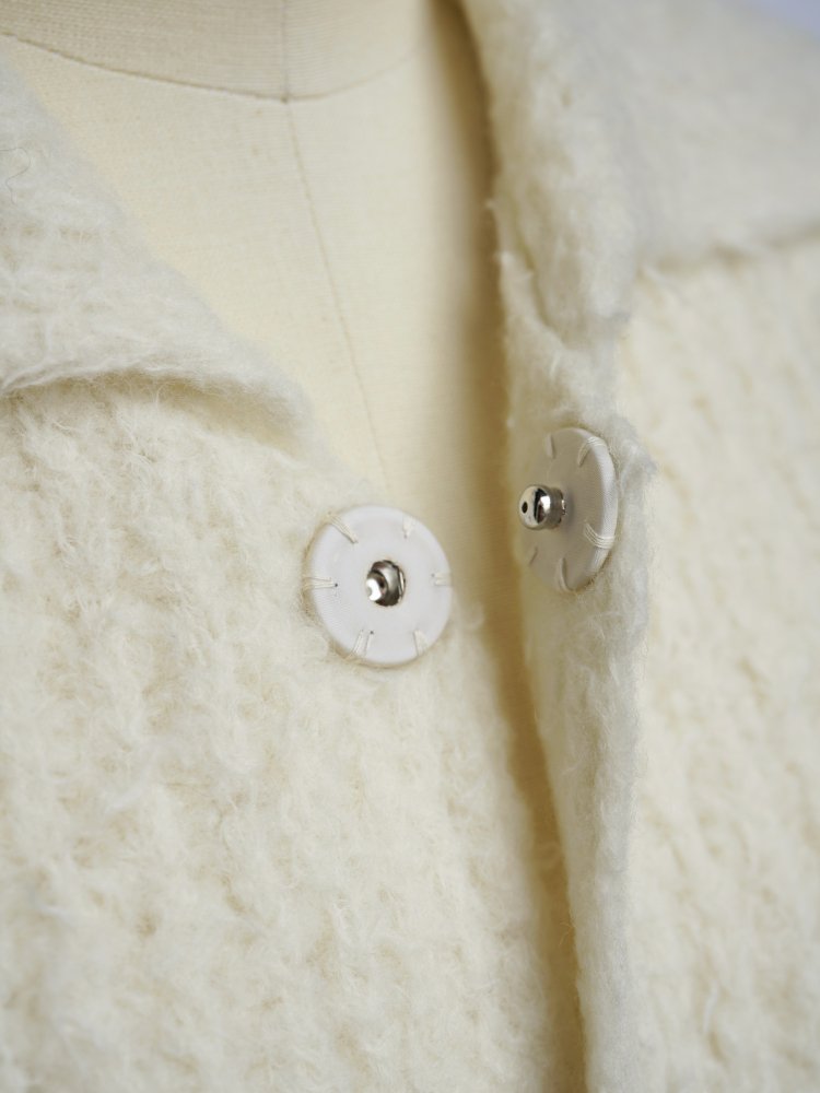 AURALEE MILLED WOOL MOAL KNIT LONG CARDIGAN / WHITE/SIZE.1 - n e p