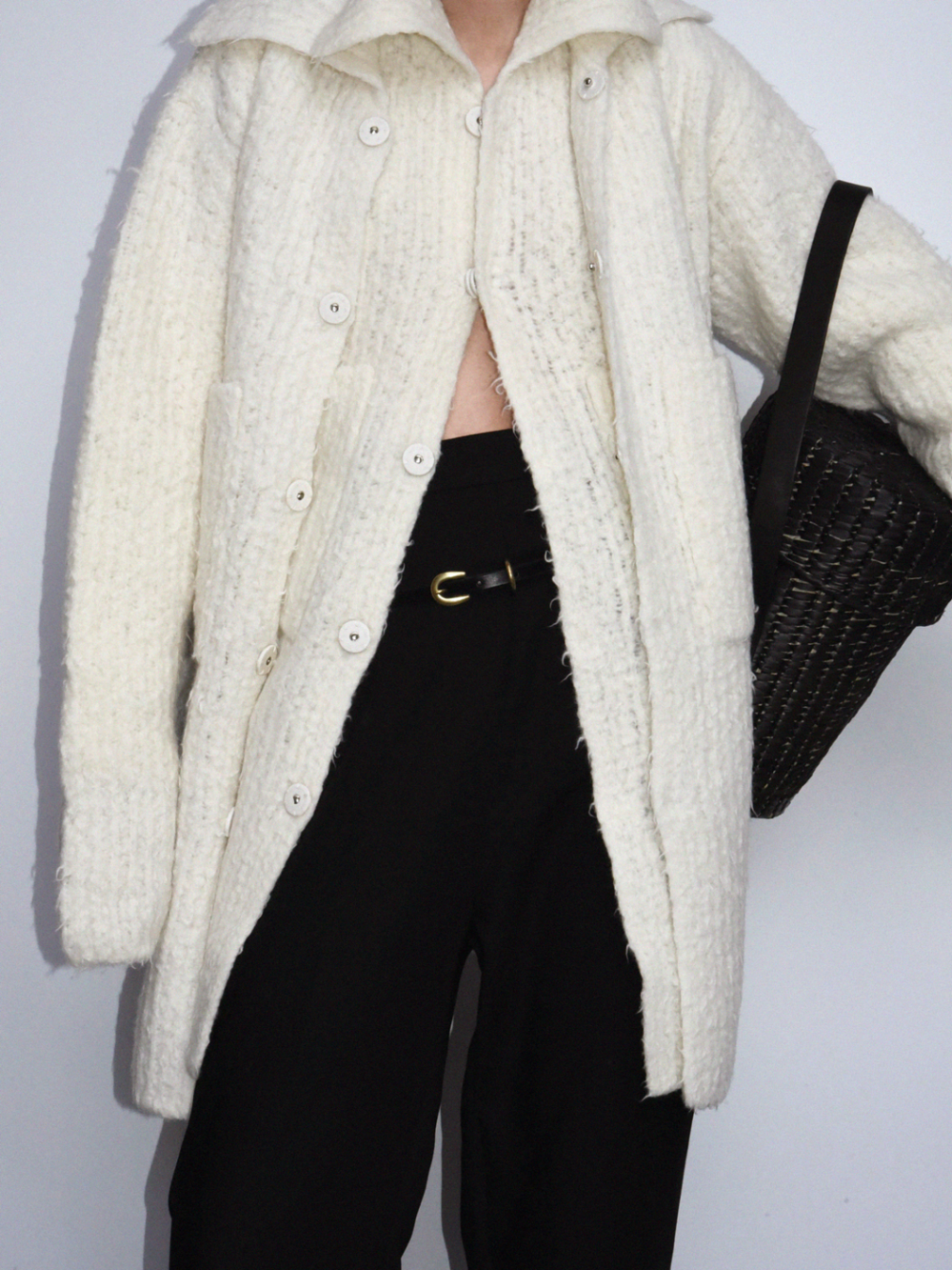 AURALEE MILLED WOOL MOAL KNIT  LONG CARDIGAN / WHITE<img class='new_mark_img2' src='https://img.shop-pro.jp/img/new/icons23.gif' style='border:none;display:inline;margin:0px;padding:0px;width:auto;' />