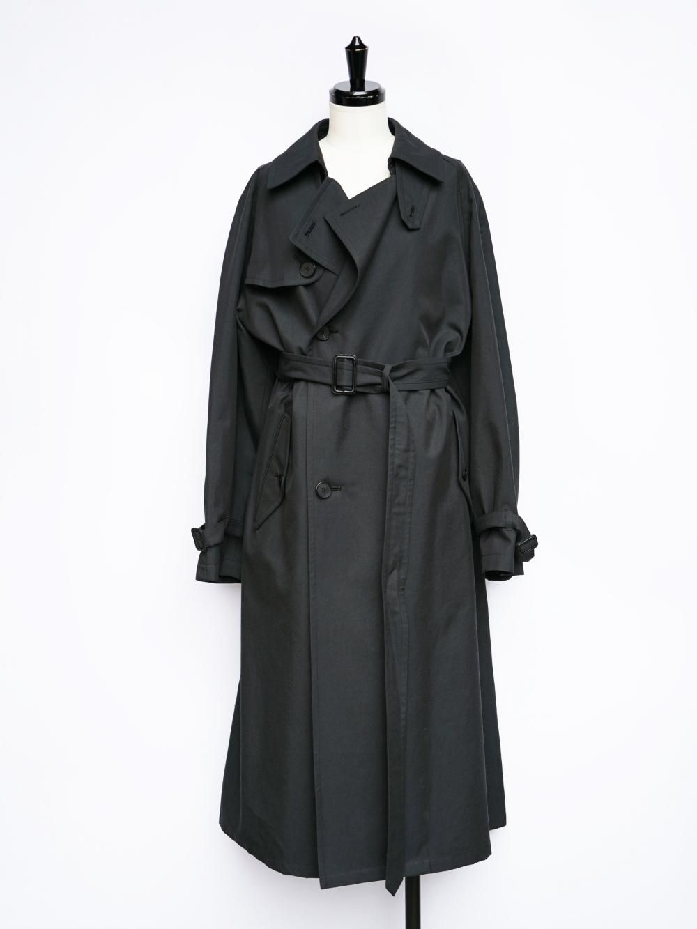 AURALEE WASHED FINX SILK CHAMBRAY TRENCH COAT