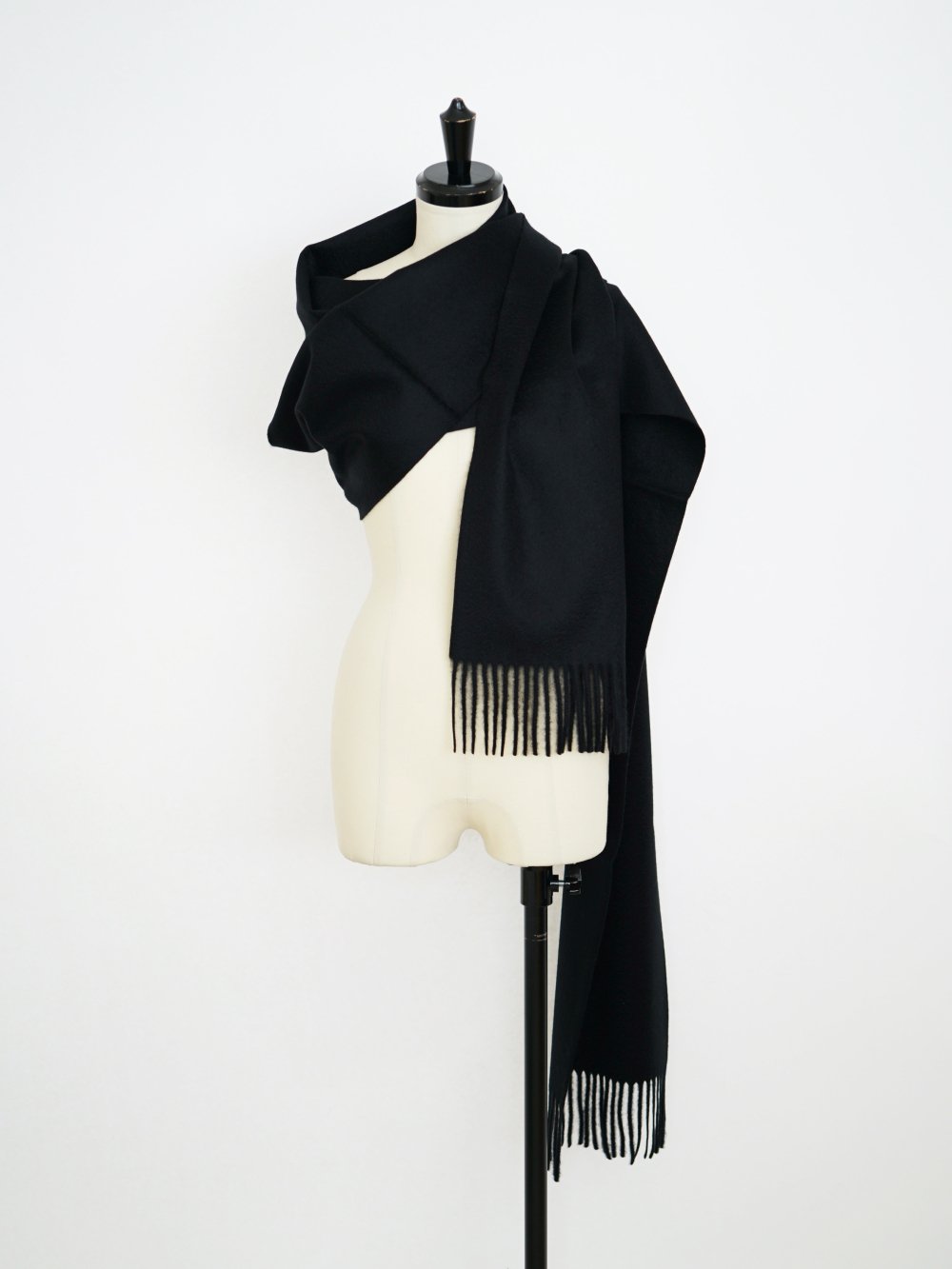 AURALEE BABY CASHMERE LONG STOLE / TOP BLACK - n e p