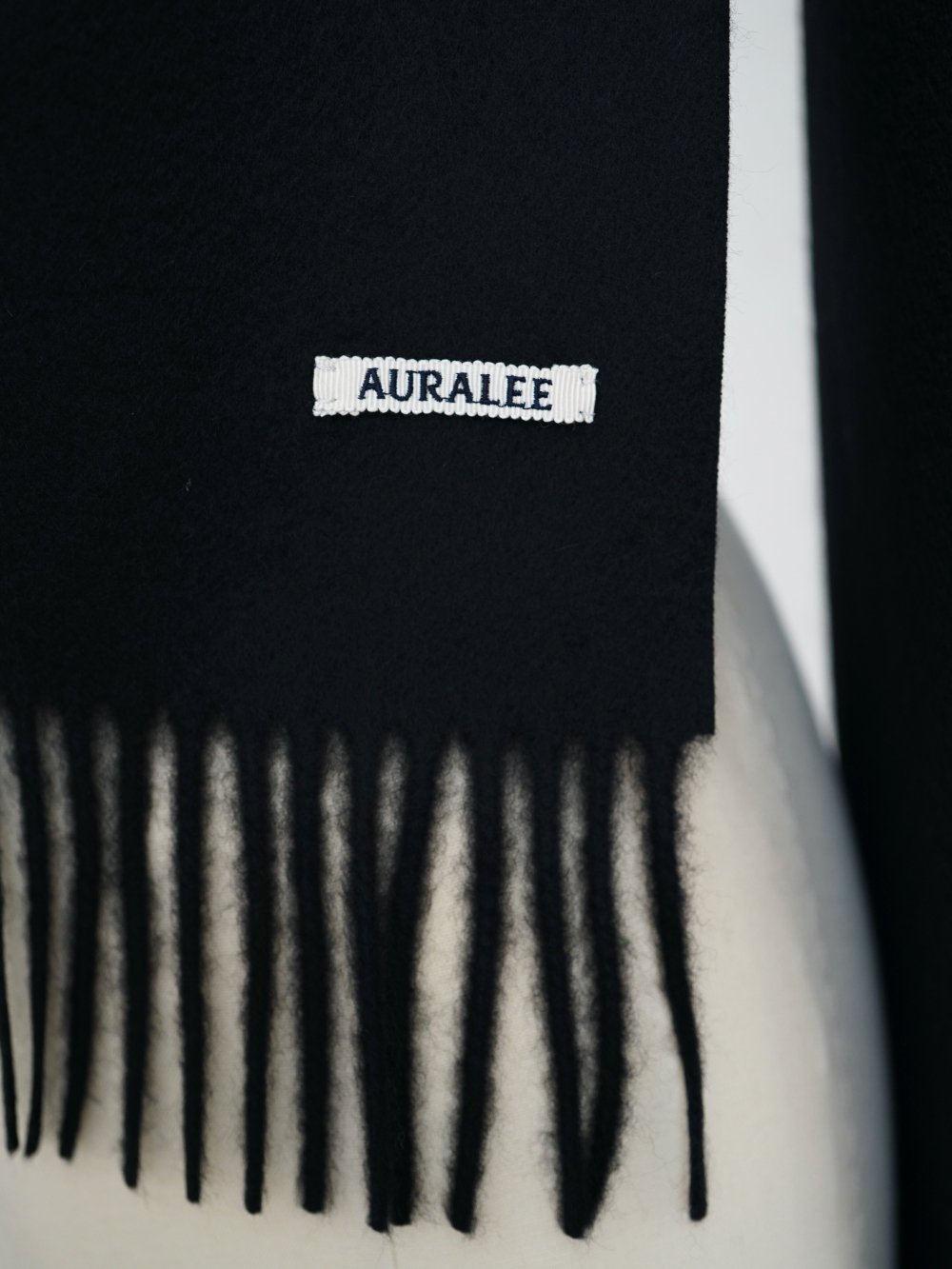 AURALEE BABY CASHMERE LONG STOLE / TOP BLACK - n e p