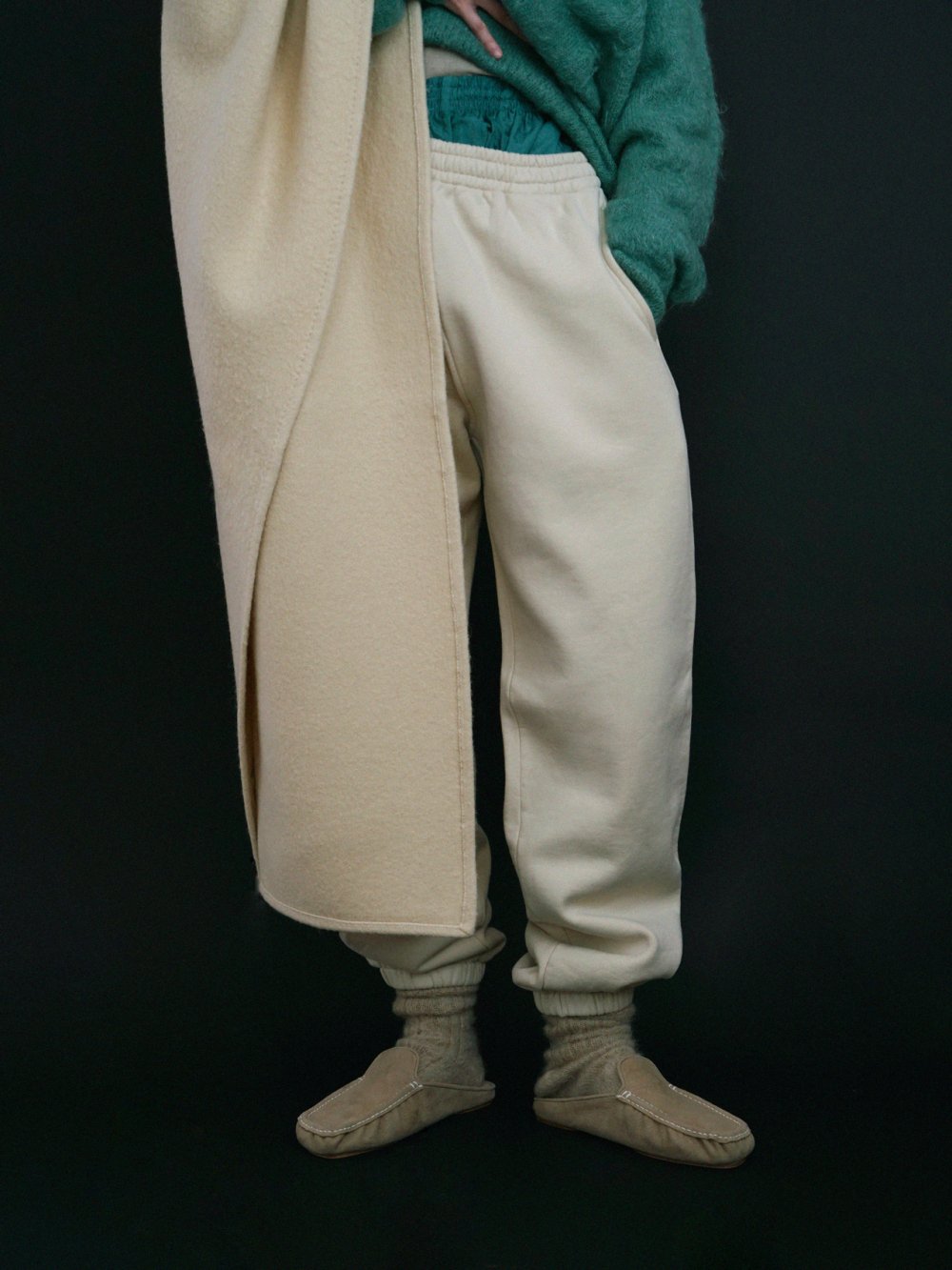 AURALEE HIGH COUNT HEAVY SWEAT PANTS / IVORY