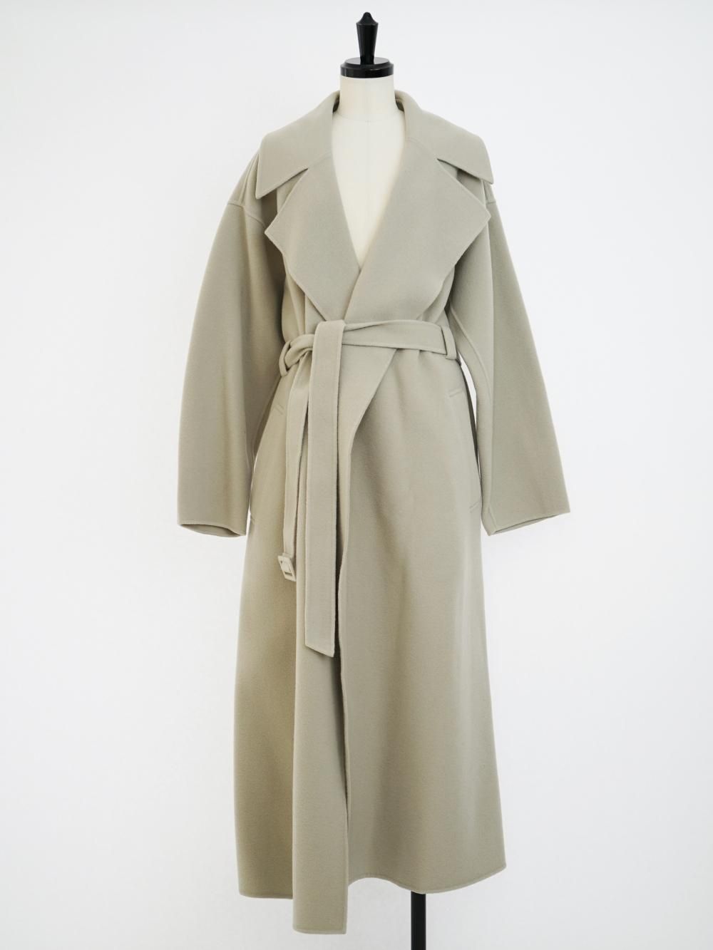 AURALEE DOUBLE CLOTH PILE MOSSER HAND SEWN COAT / LIGHT KHAKI