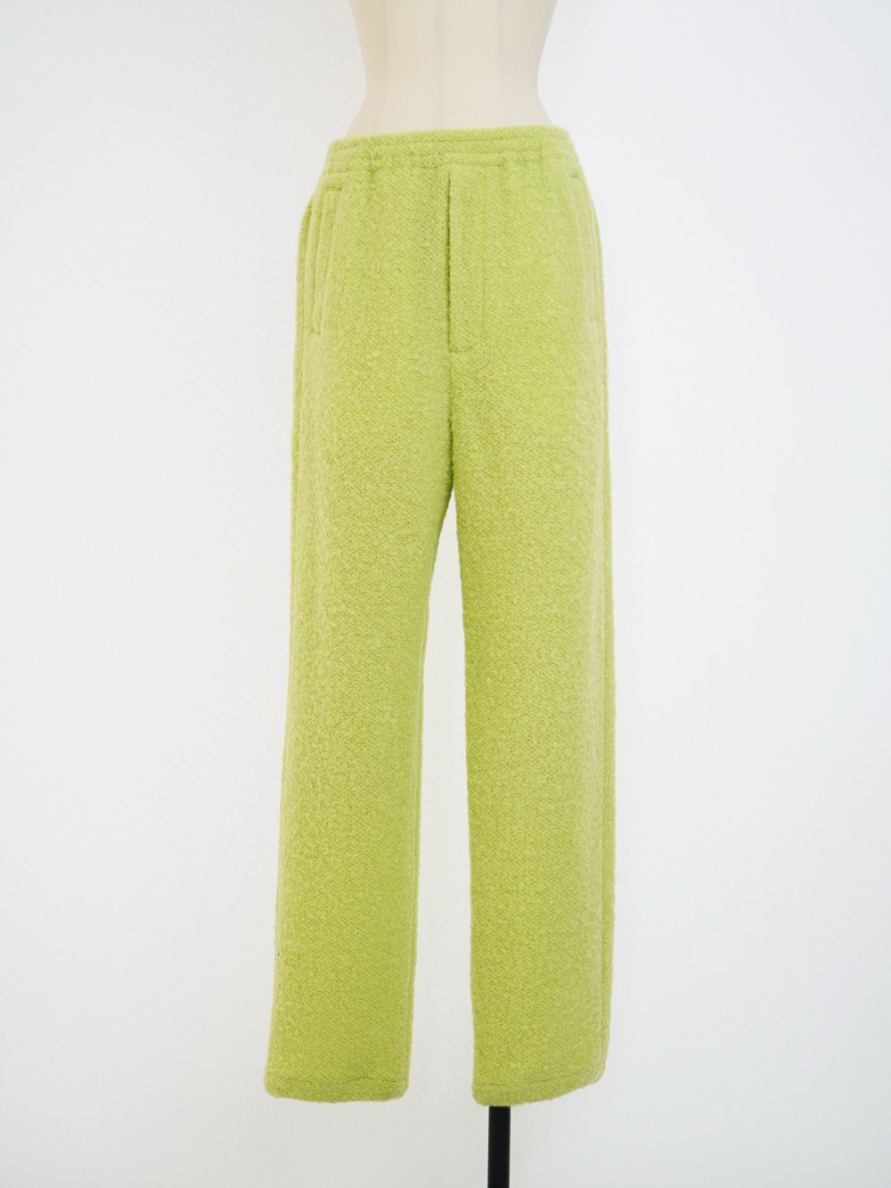 AURALEE ALPACA WOOL LENO CLOTH EASY PANTS/ LIME GREEN / 3