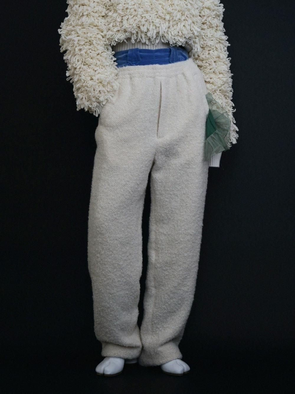 AURALEE ALPACA WOOL LENO CLOTH EASY PANTS/ IVORY WHITE / 3