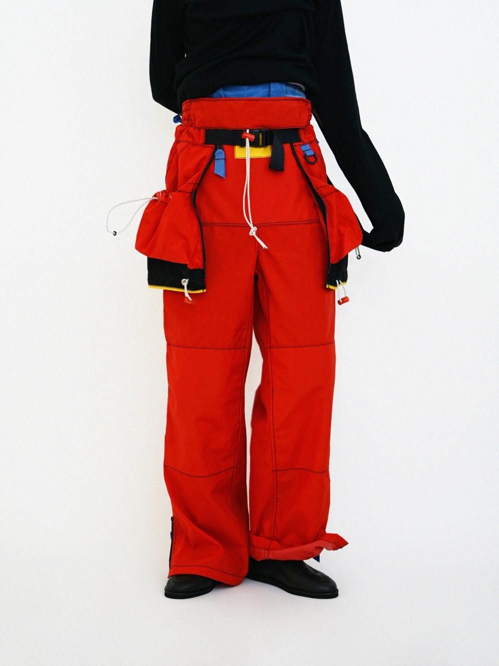 FUMIKA_UCHIDA NYLON DOUBLE KNEE OVERPANTS / RED - n e p