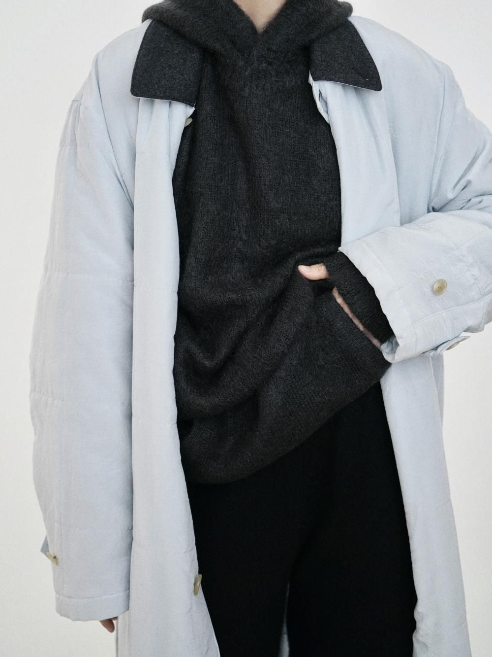 AURALEE BRUSHED SUPER KID MOHAIR KNIT P/O PARKA / INK BLACK