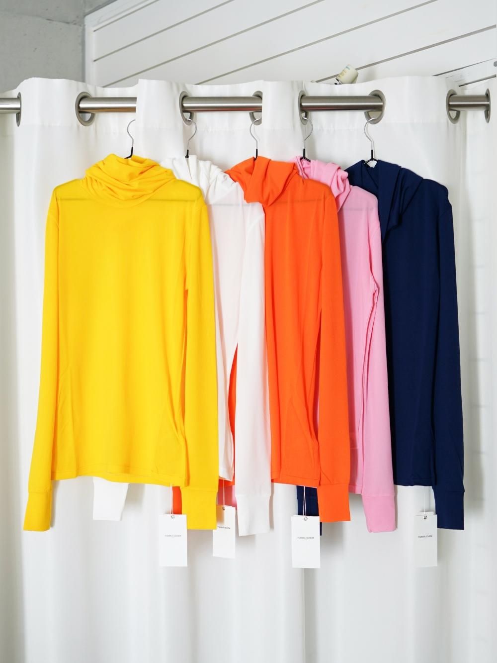 FUMIKA_UCHIDA/NYLON RIBBED NECK HOODED TOP(NAVY)