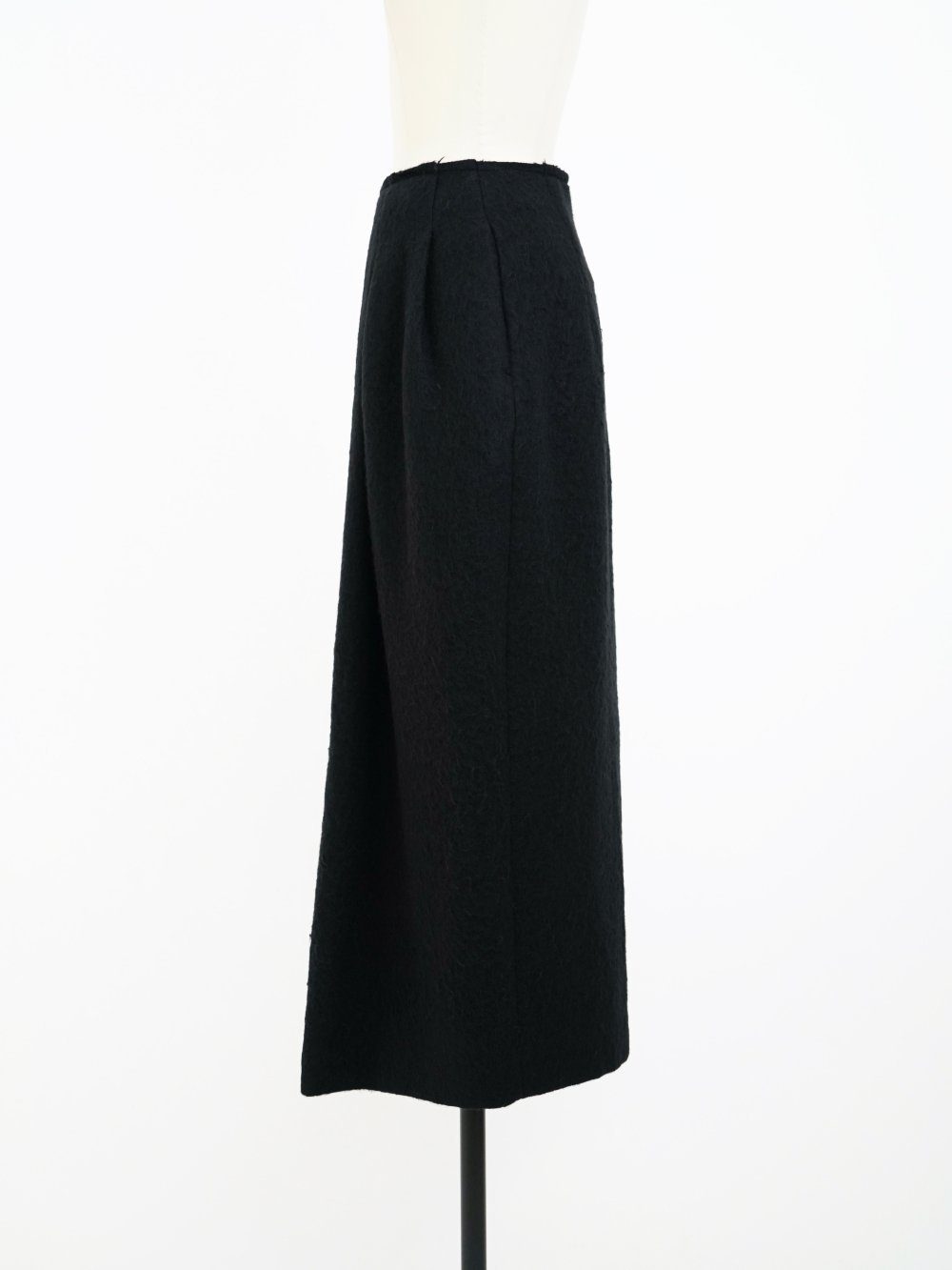 AURALEE BRUSHED ALPACA WOOL MELTON SKIRT / BLACK - n e p