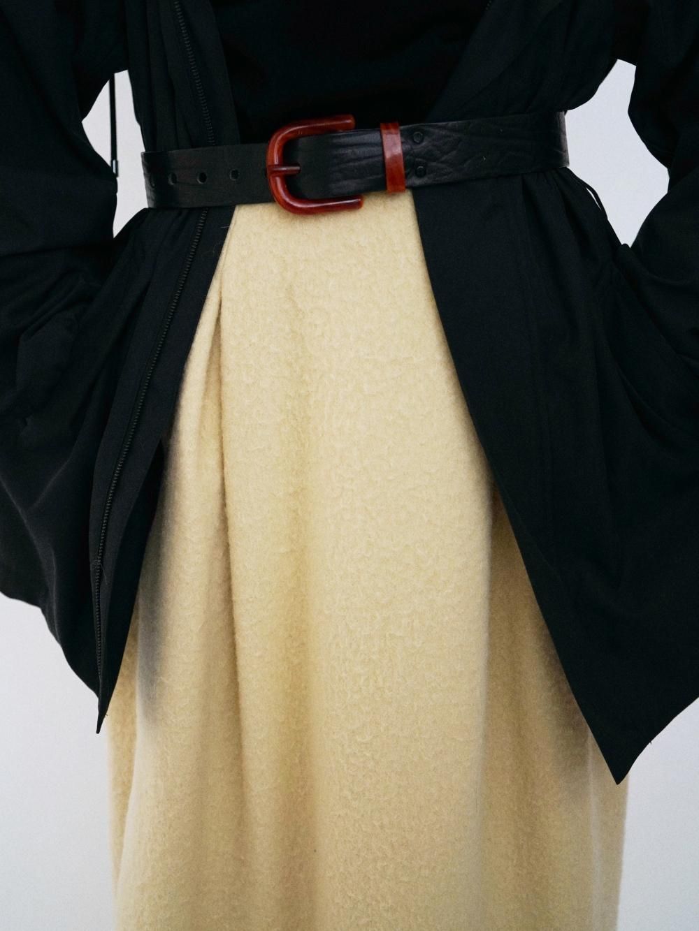 AURALEE BRUSHED ALPACA WOOL MELTON SKIRT / LIGHT BEIGE