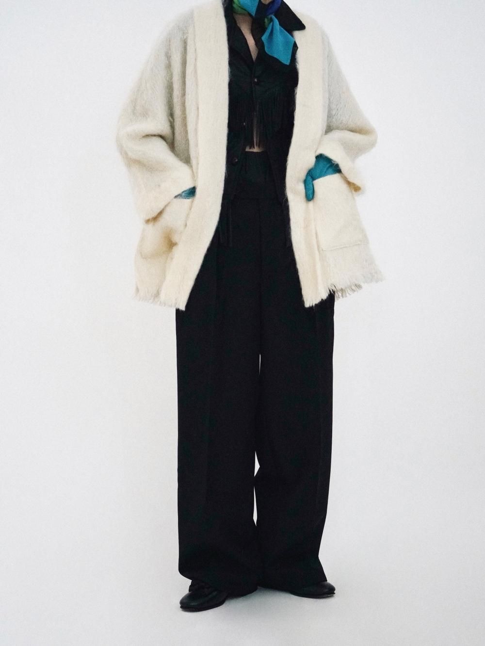 AURALEE TROPICAL WOOL KID MOHAIR SLACKS / BLACK - n e p