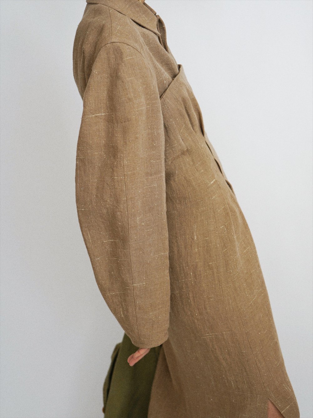 AURALEE LINEN SILK TWEED BLOUSON / BROWN - n e p