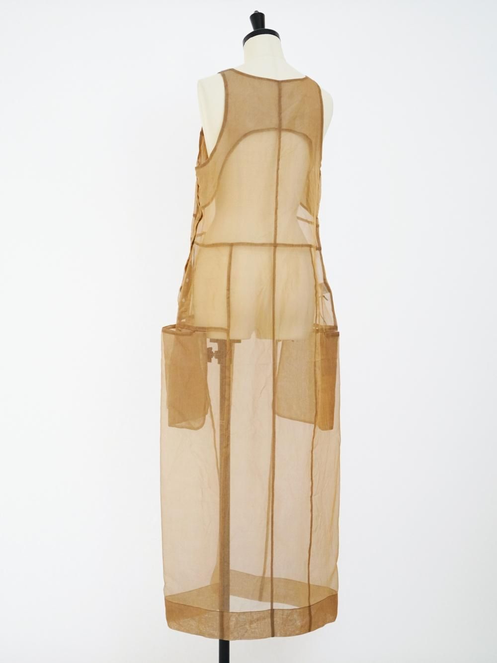 JUNMIKAMI SILK ORGANDY DRESS / BEIGE - n e p