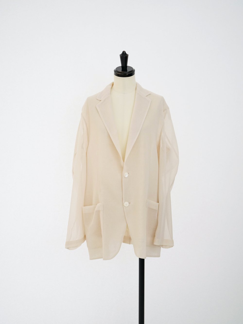 AURALEE WOOL RECYCLE POLYESTER LENO SHEER JACKET / IVORY