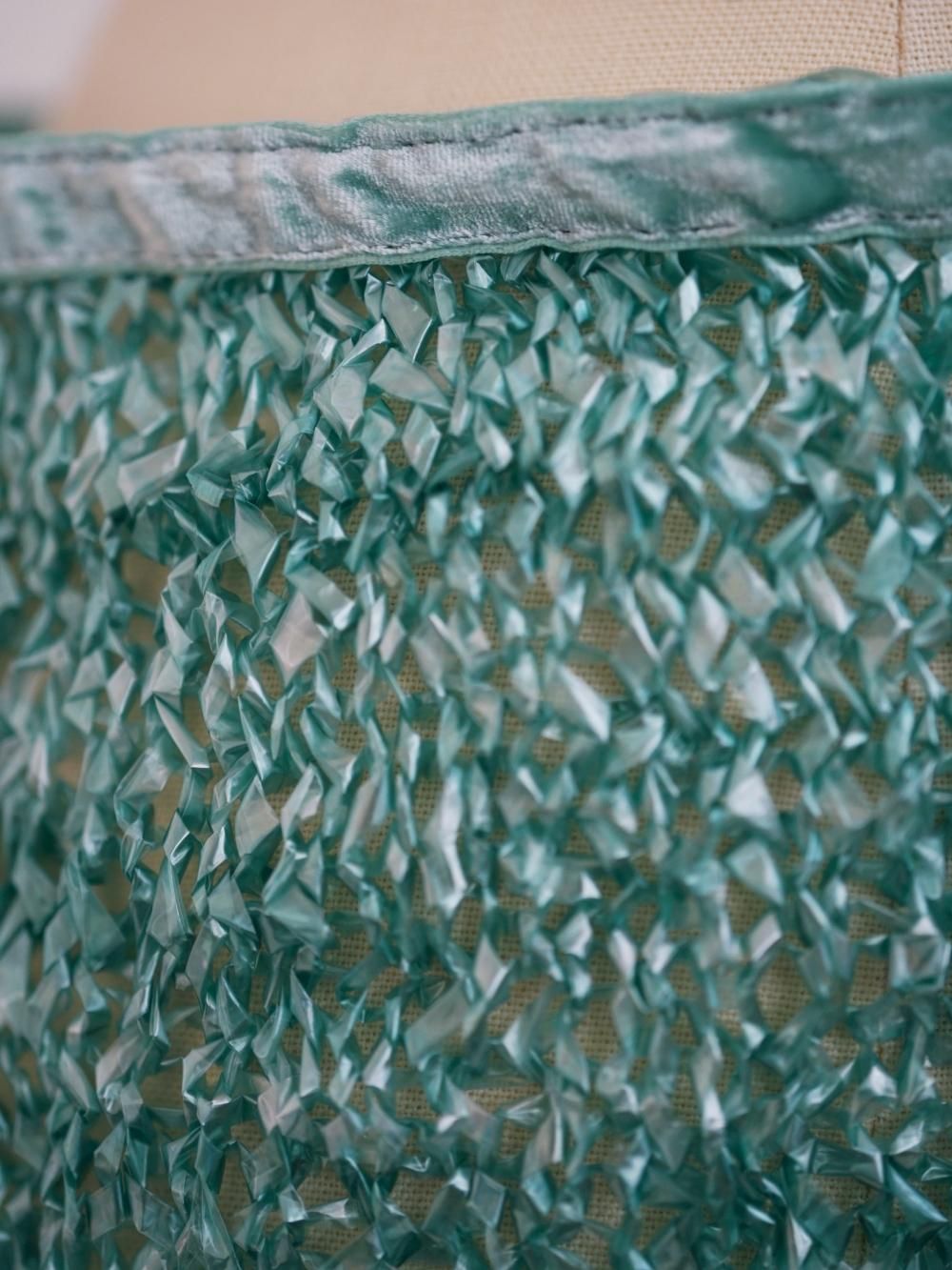 FUMIKA_UCHIDA VINYL STRING KNITTED MIDI SKIRT / PEPPERMINT