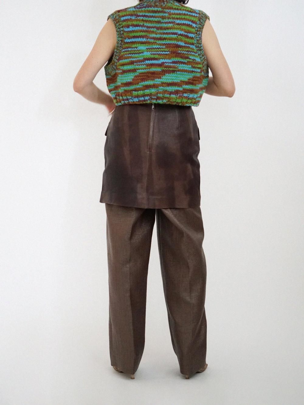 【関税込み】AURALEE ブラウン ヘビー ラムレザー ミニスカート AURALEE HEAVY LAMB LEATHER MINI SKIRT / DARK BROWN / 0 - n e p