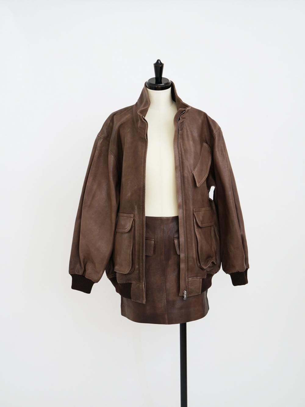AURALEE LAMB LEATHER けばけばしく ZIP BLOUSON 2