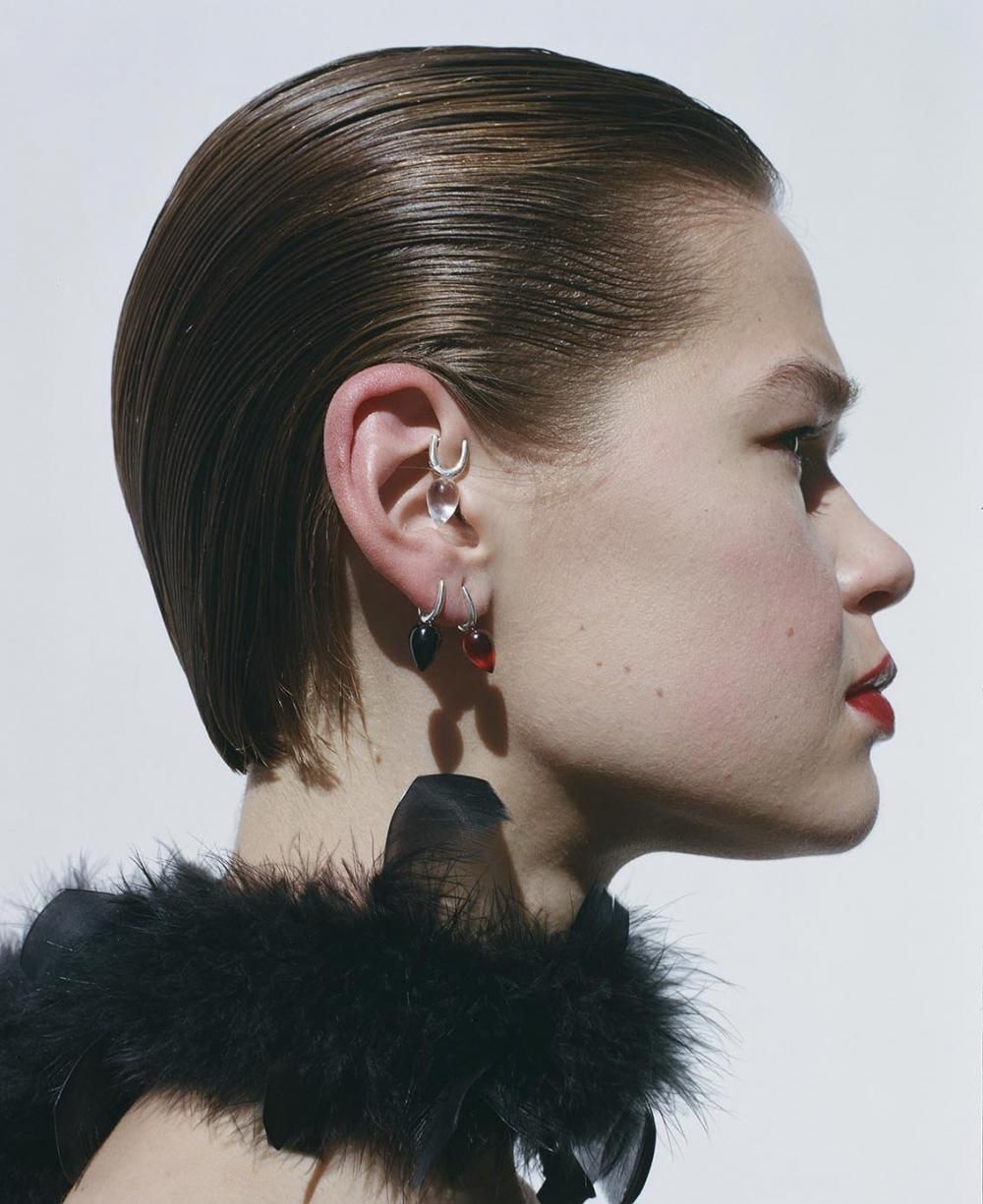 R.ALAGAN DEWDROP STONE HOOPS - n e p