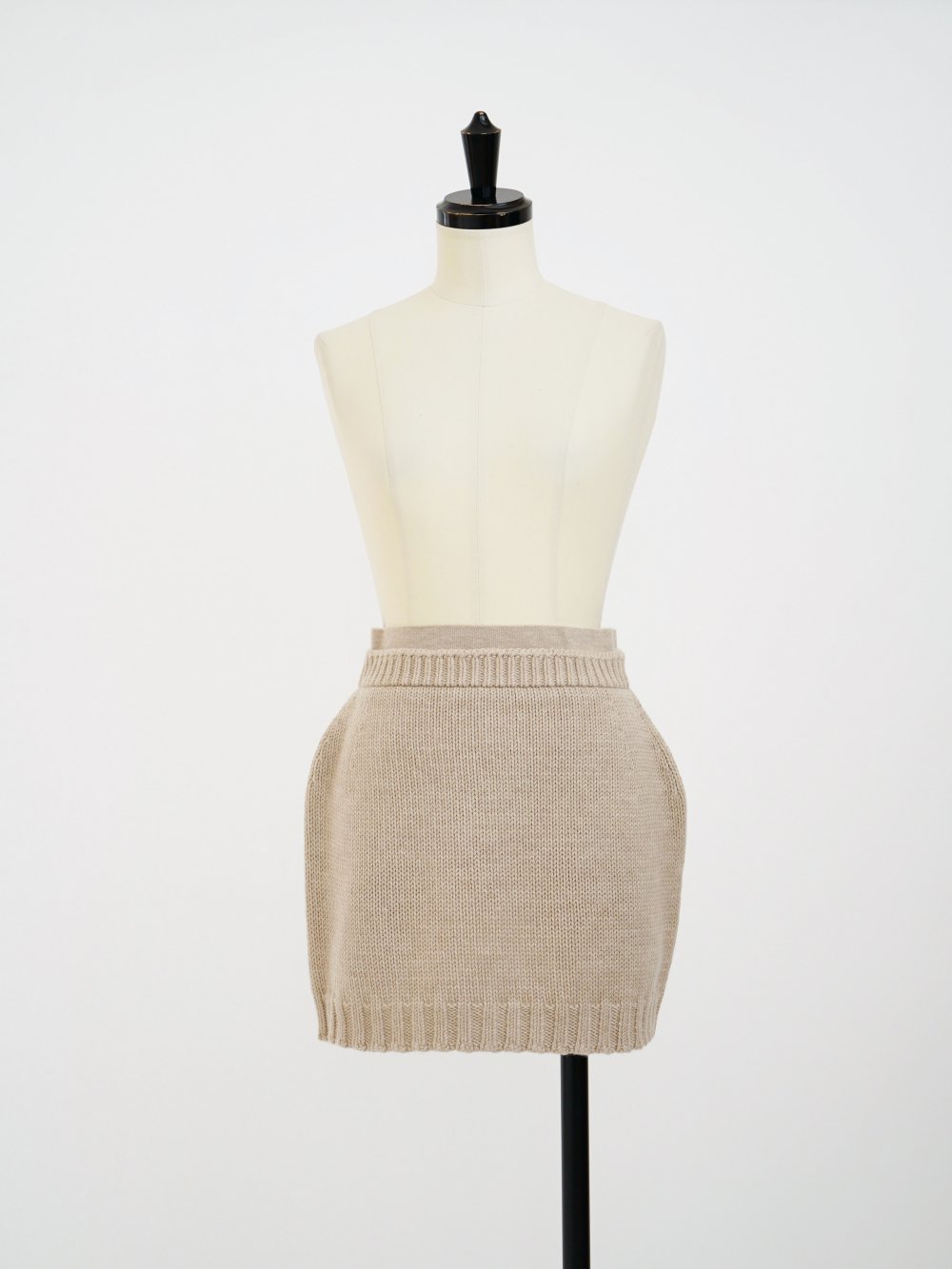 AURALEE WOOL SOFT CORD KNIT MINI SKIRT / TOP BEIGE