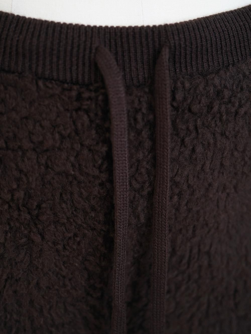 AURALEE MERINO WOOL BOA KNIT PANTS / DARK BROWN - n e p