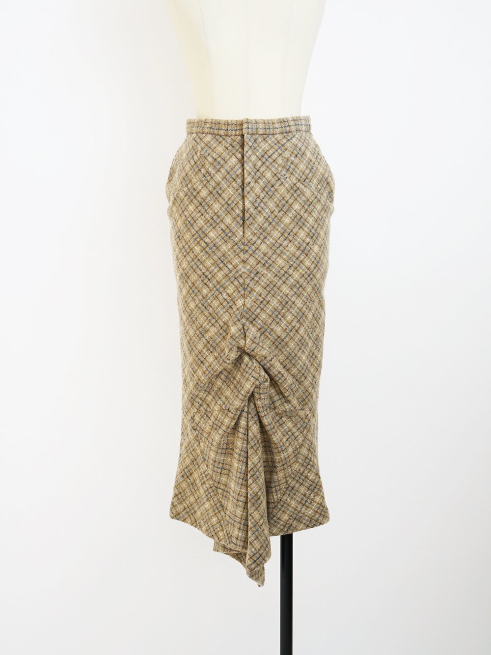 FUMIKA_UCHIDA PLAID TWEED HOBBLE SKIRT / PLAID BEIGE 