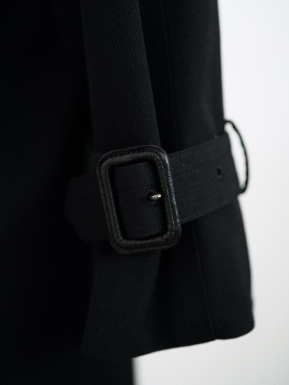AURALEE LIGHT WOOL MAX GABARDINE TRENCH COAT / TOP BLACK - n e p