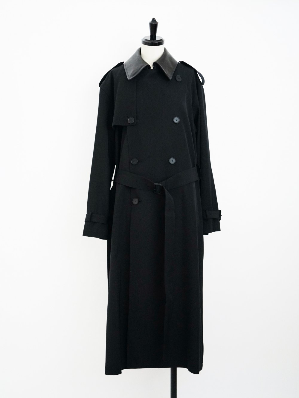 AURALEE LIGHT WOOL MAX GABARDINE TRENCH COAT / TOP BLACK