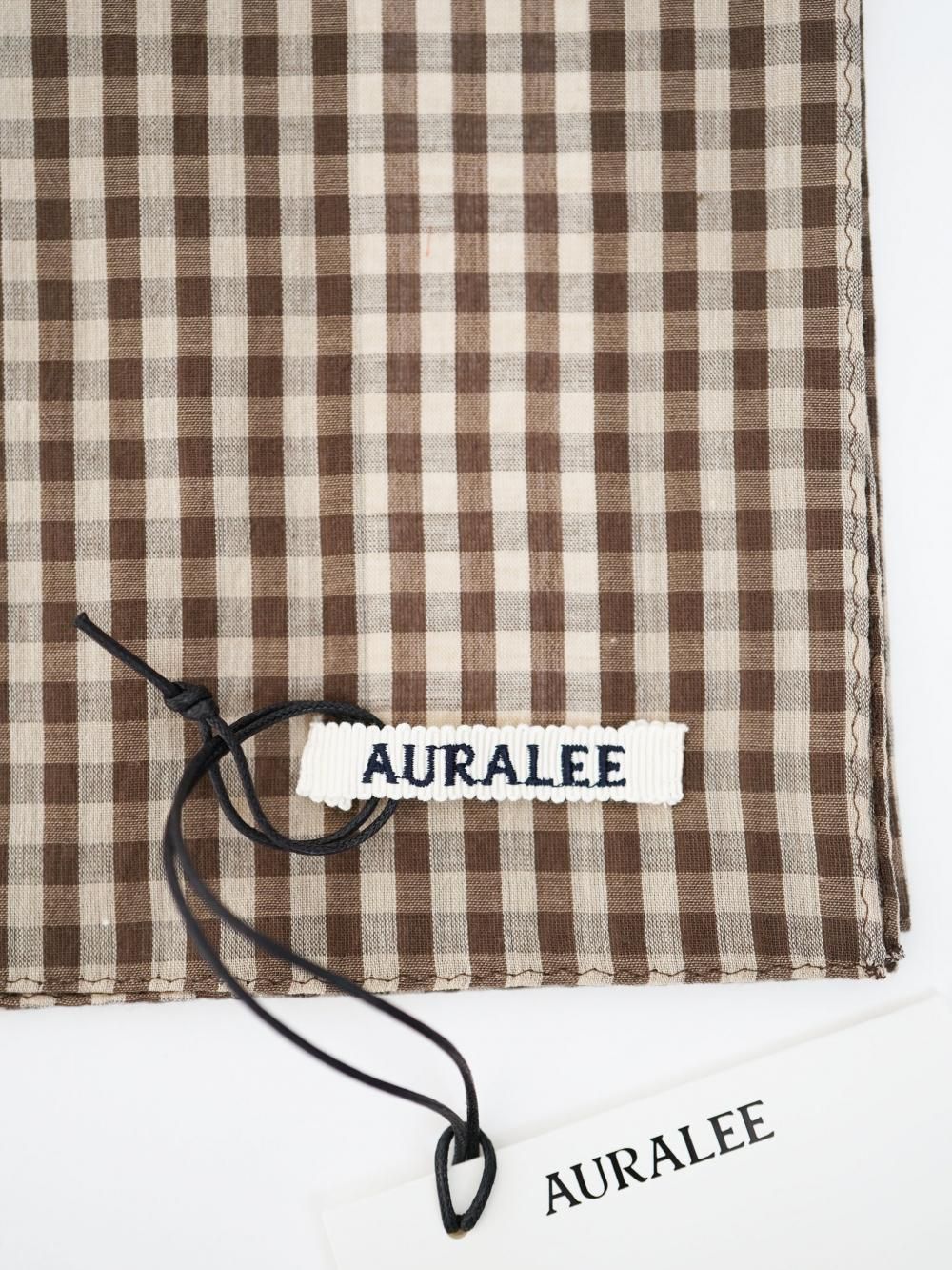 AURALEE AIRY LIGHT COTTON CHECK SCARF - n e p