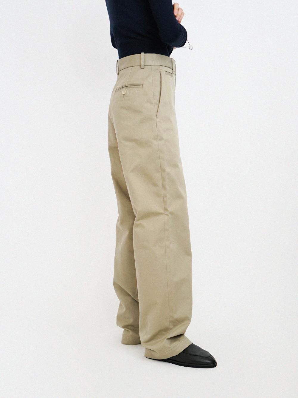 AURALEE WASHED FINX CHINO NARROW PANTS / LIGHT KHAKI - n e p