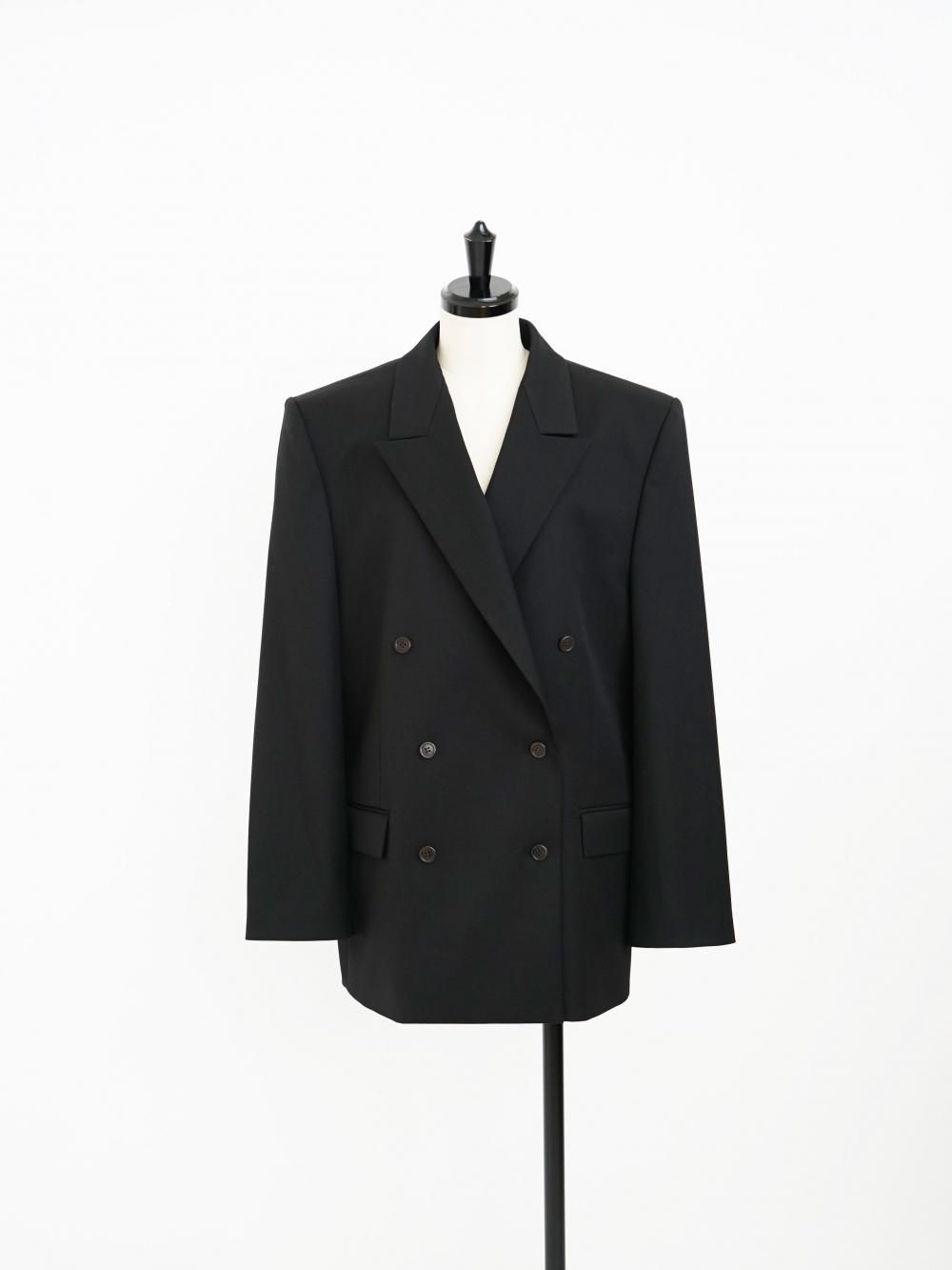 AMOMENTO DOUBLE BREASTED WOOL JACKET / BLACK