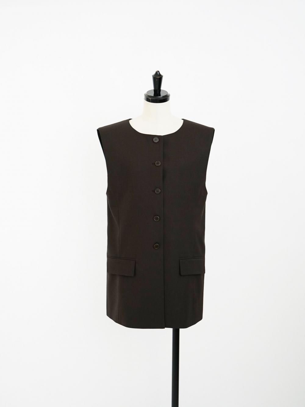 AMOMENTO OVERSIZED BUTTON UP VEST / DARK BROWN