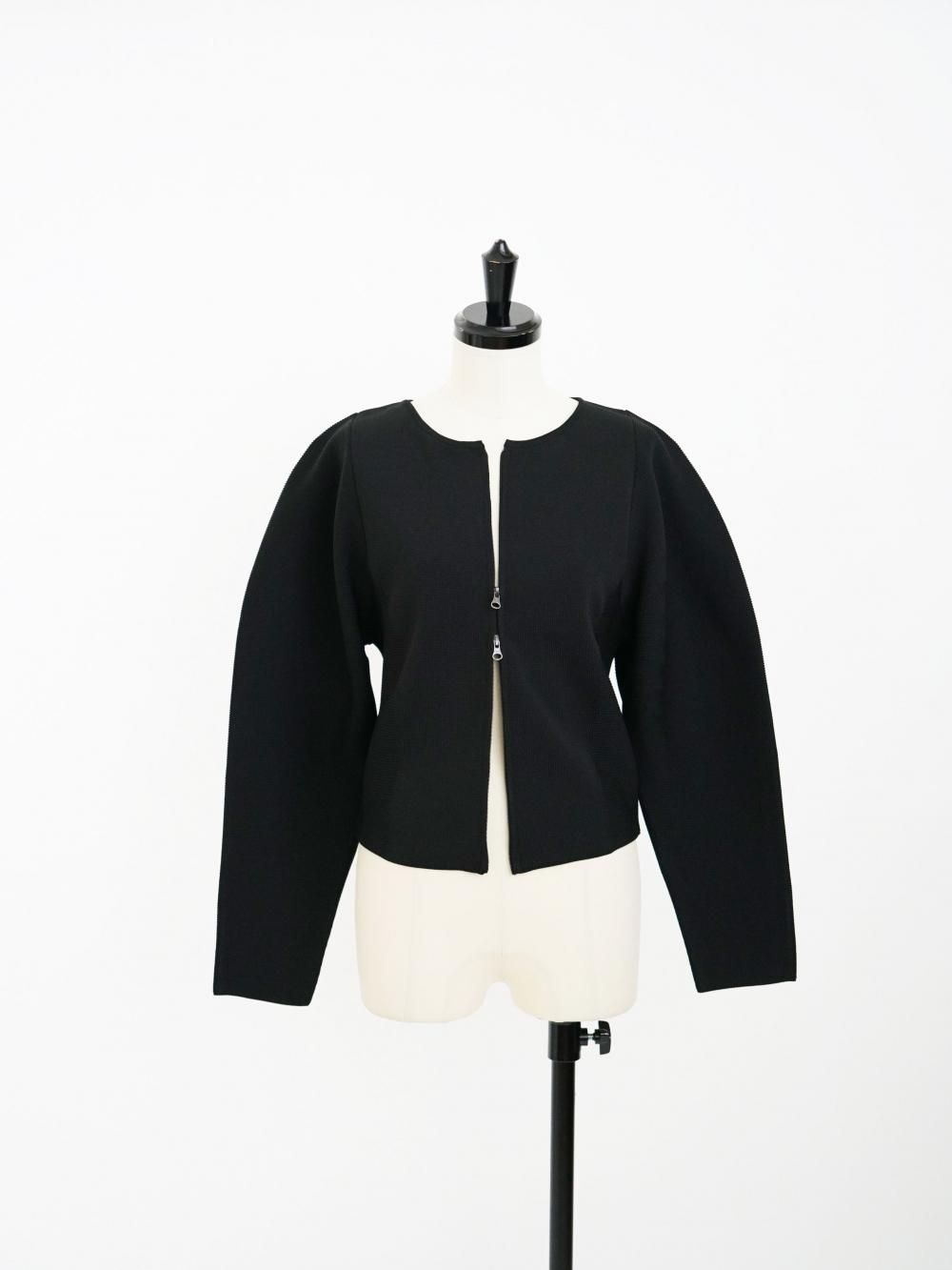 AMOMENTO ROUND ZUP-UP CARDIGAN / BLACK 