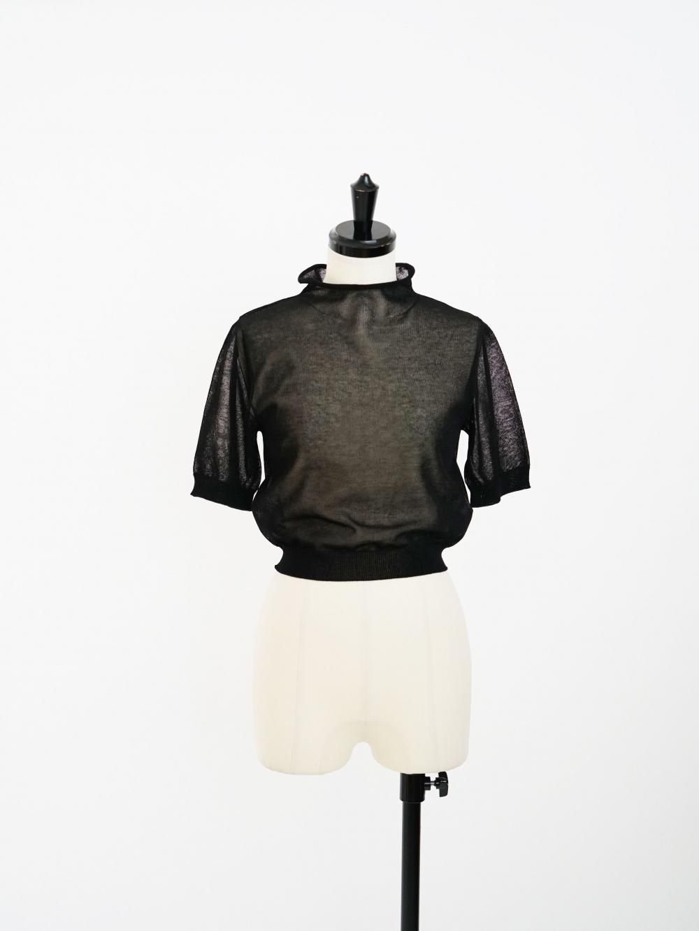 AMOMENTO SHEER CROPPED KNIT / BLACK 