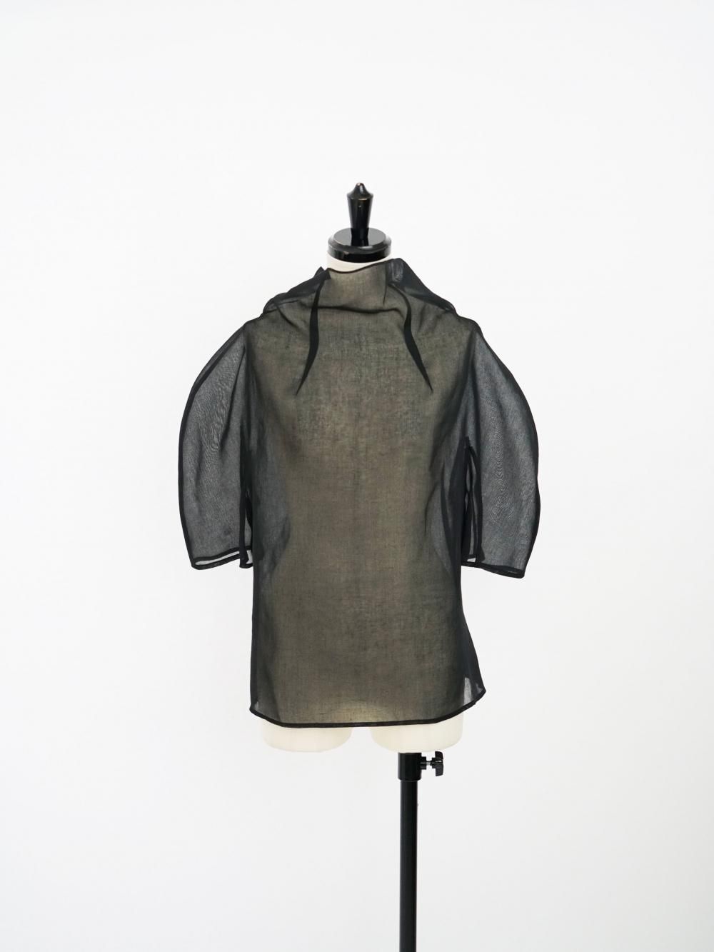 AMOMENTO KNOTTED COLLAR TOP / BLACK - n e p