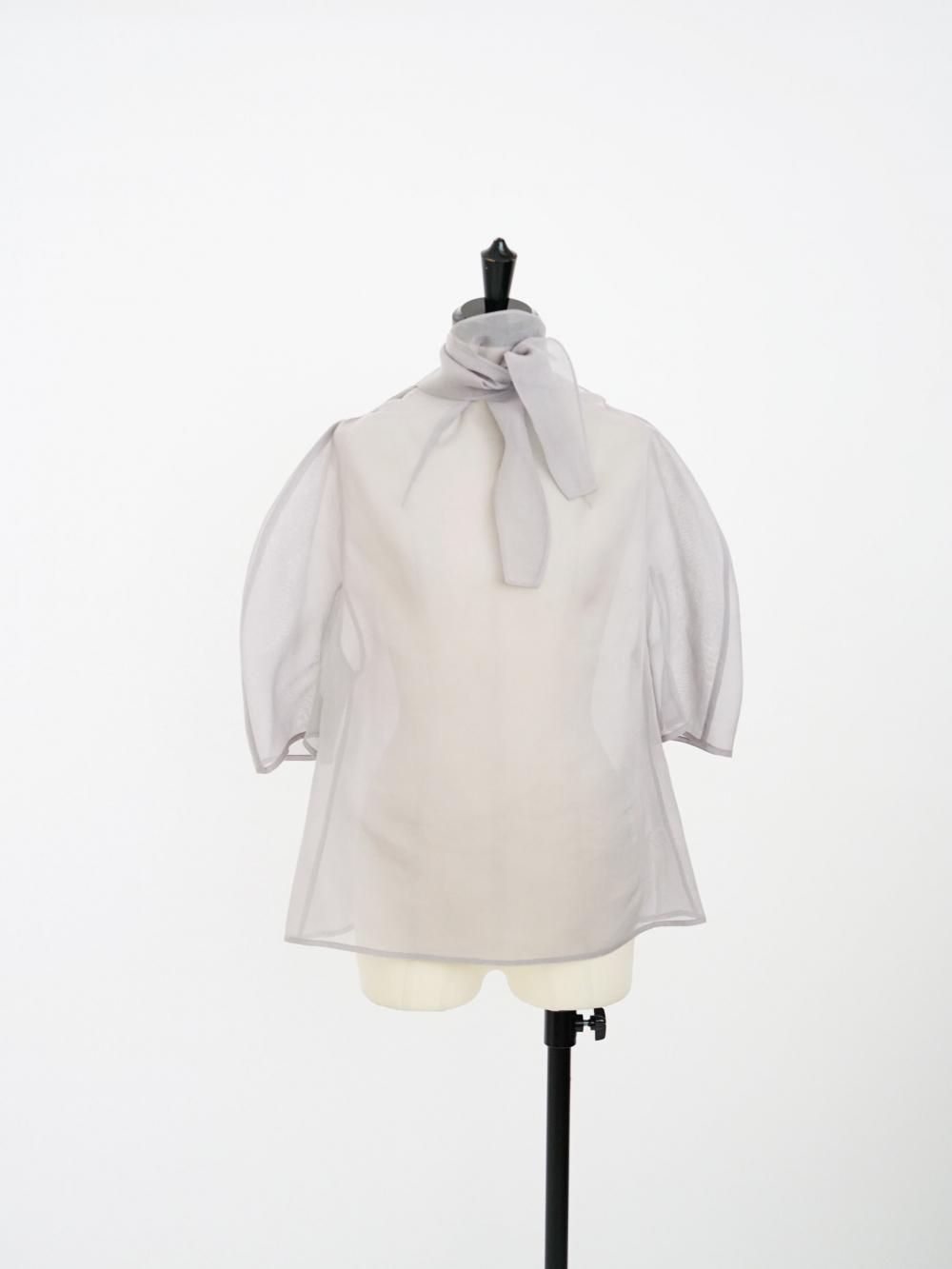 AMOMENTO KNOTTED COLLAR TOP / GRY