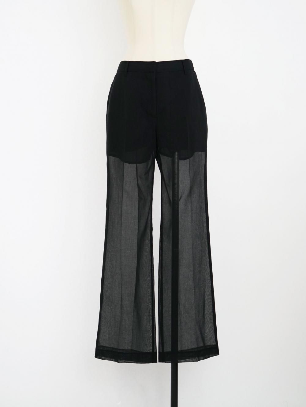 AMOMENTO SHEER STRAIGHT FIT PANTS / BLACK