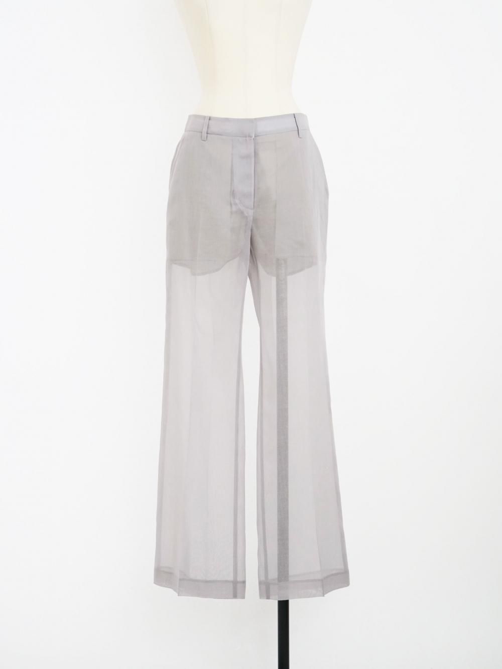 AMOMENTO SHEER STRAIGHT FIT PANTS / GRY