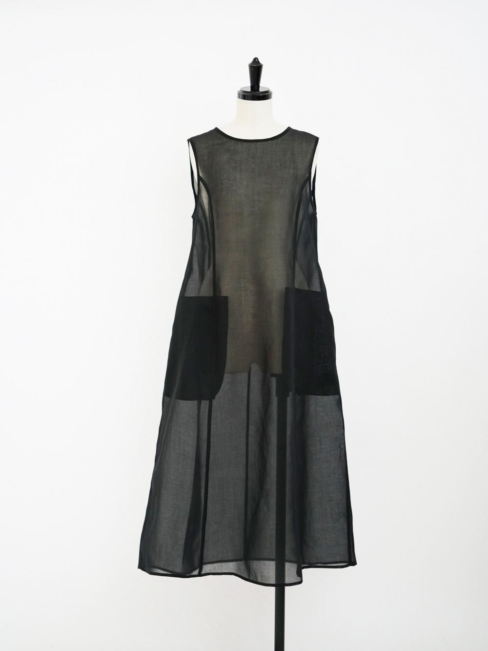 AMOMENTO SHEER LONG DRESS / BLACK 