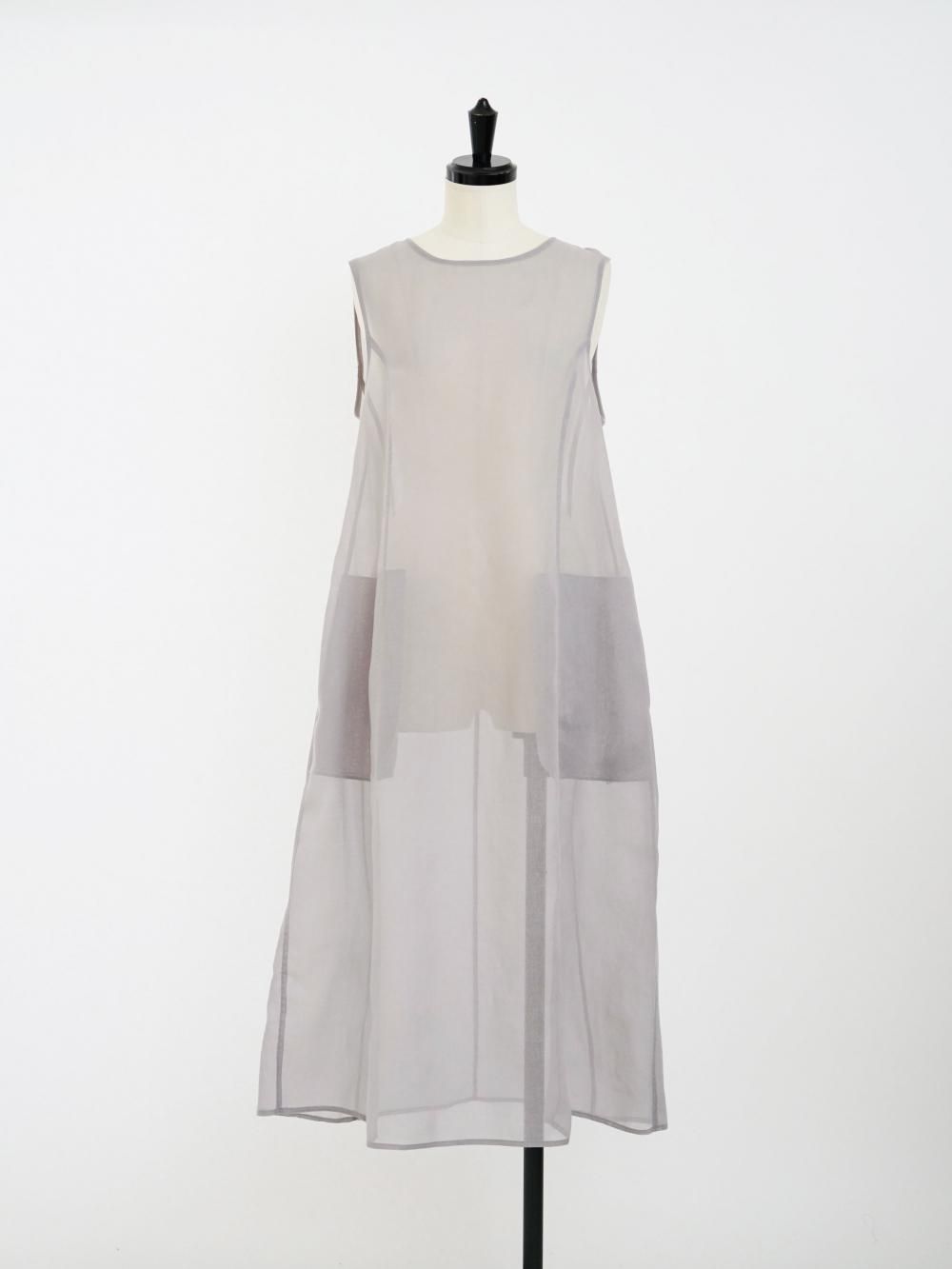 AMOMENTO SHEER LONG DRESS / GRY