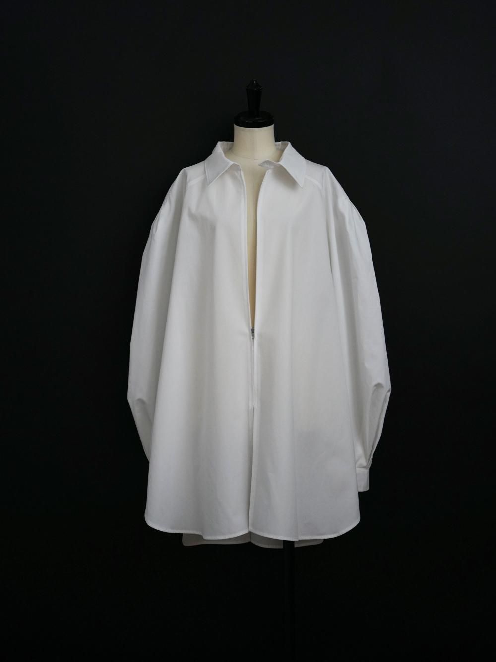 AMOMENTO RAGLAN OVERSIZED ZIP-UP SHIRTS / WHITE 