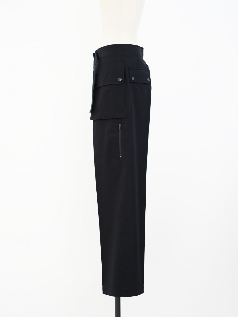 AURALEE WOOL HERRINGBONE CARGO PANTS / BLACK - n e p