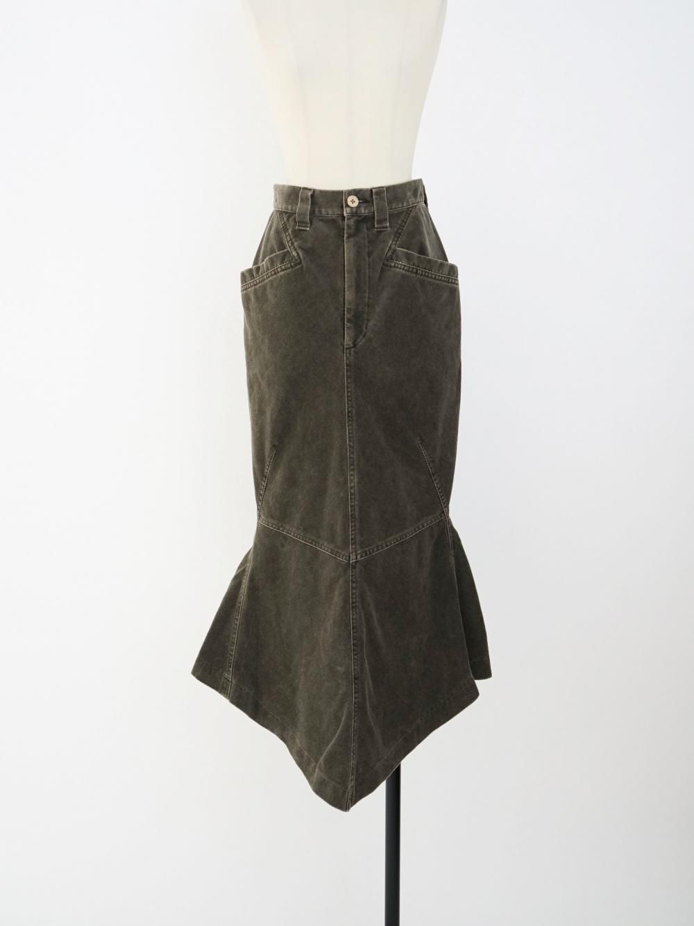 FUMIKA_UCHIDA CORDUROY IRREGULAR HEM SKIRT / BROWN 