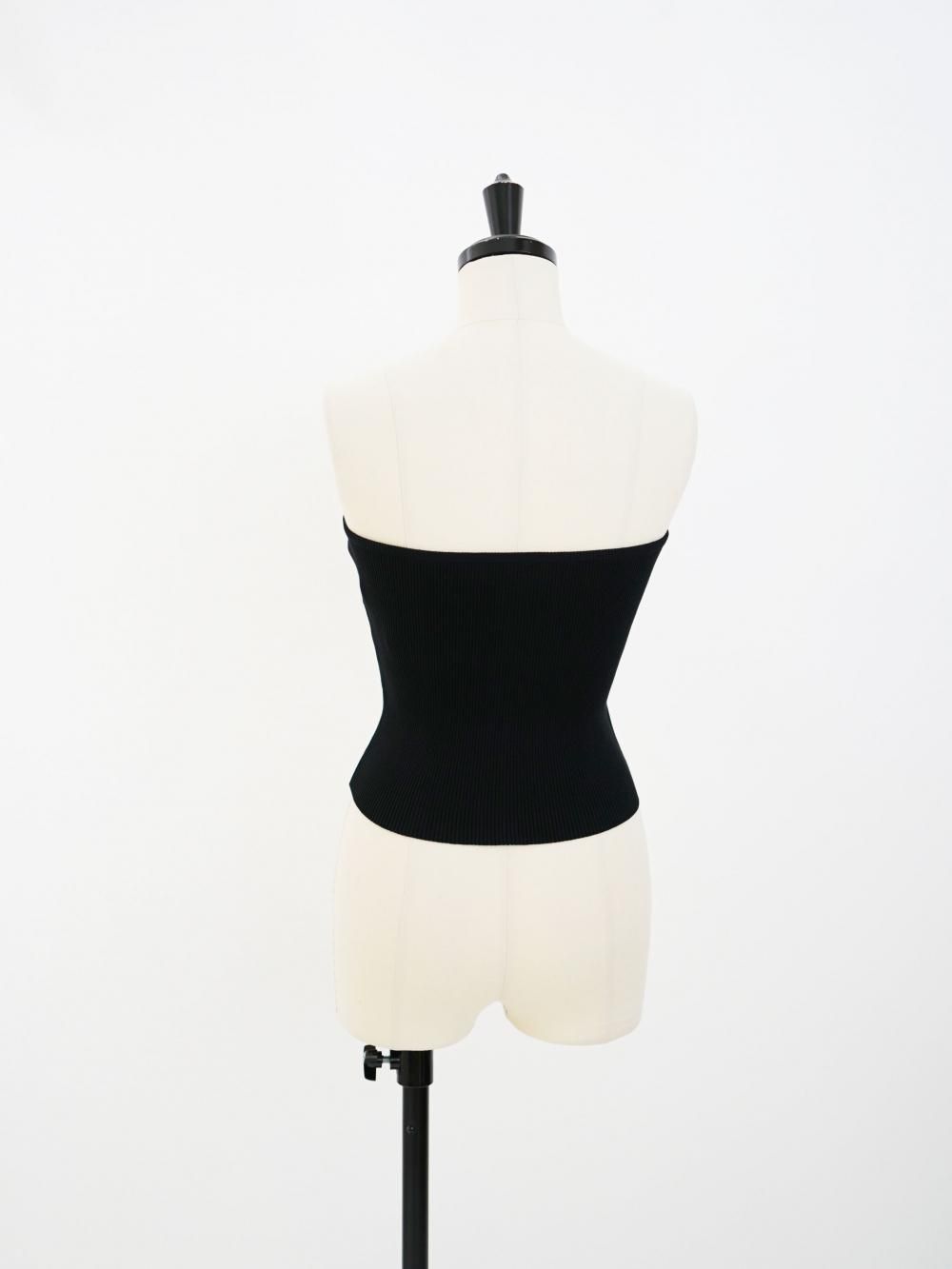 トップス AURALEE DRY COTTON KNIT BANDEAU AURALEE COTTON HIGH GAUGE RIB KNIT BANDEAU / BLACK - n e p