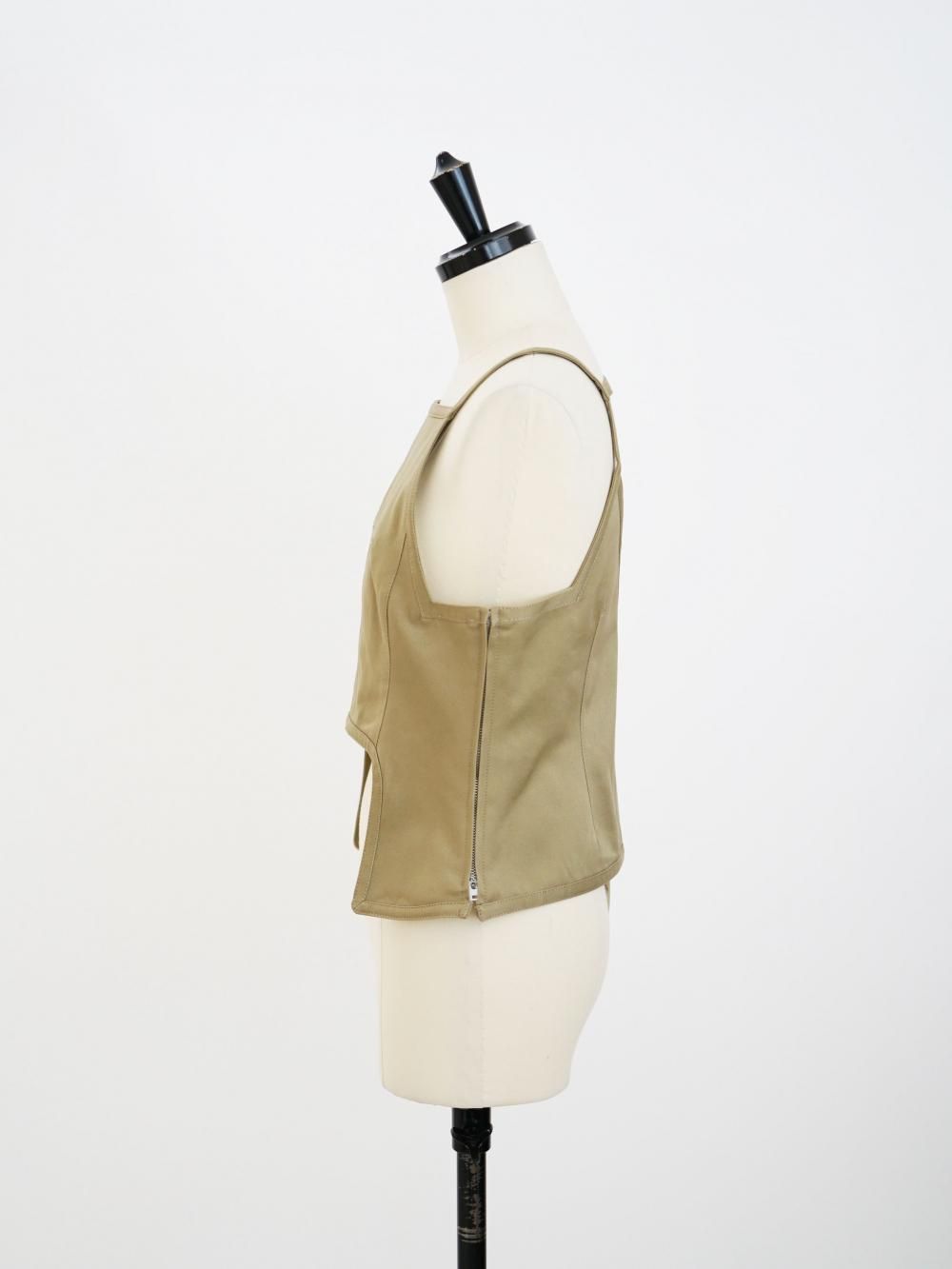 FUMIKA_UCHIDA UNIFORM WEAPON SQUARE-NECK TOP / KHAKIBEIGE