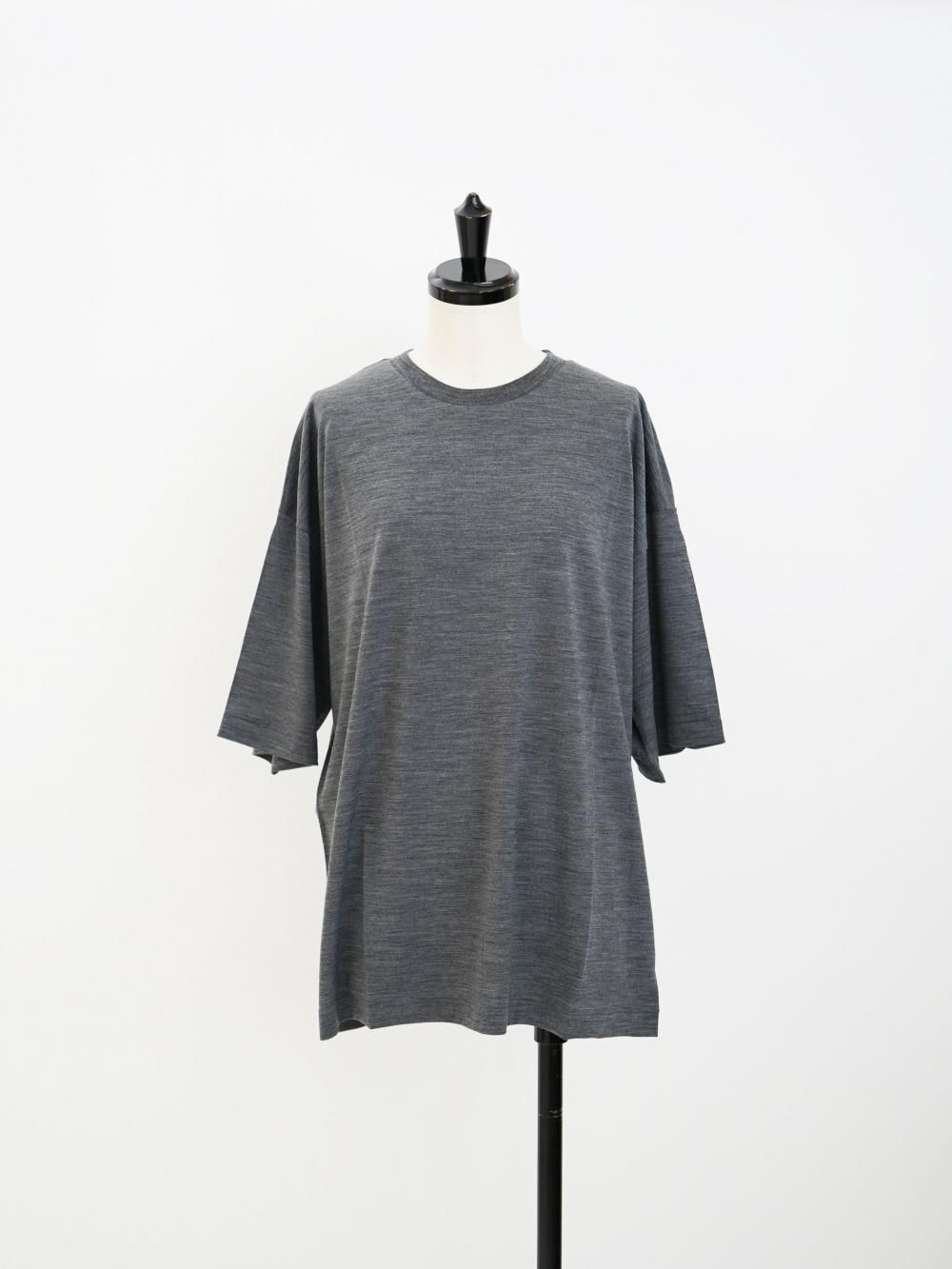 AURALEE SUPER SOFT WOOL JERSEY TEE / CHARCOAL GRAY / 0