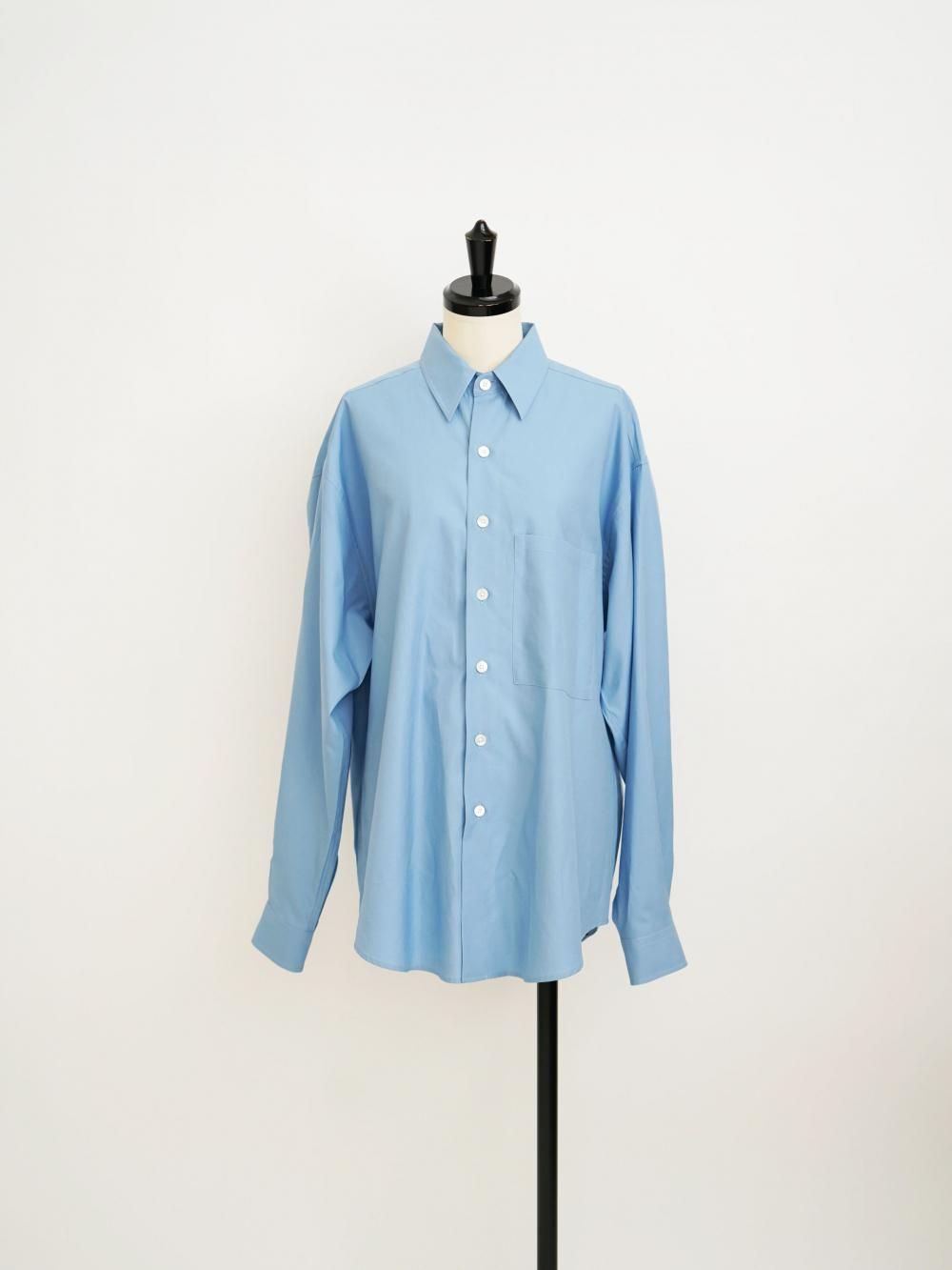 AURALEE WASHED FINX TWILL BIG SHIRT / BLUE