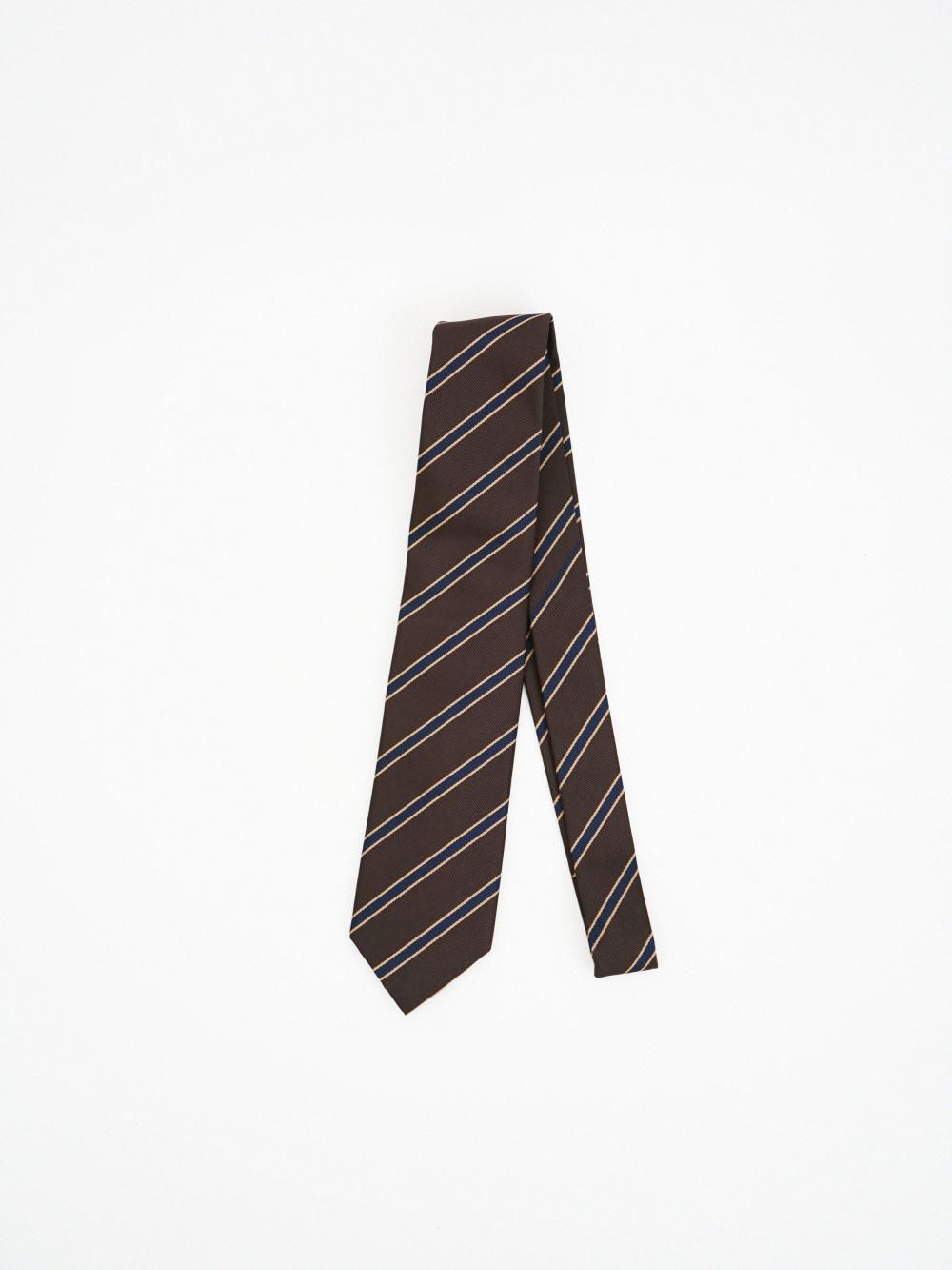 AURALEE SILK STRIPE TIE / DARK BROWN STRIPE
